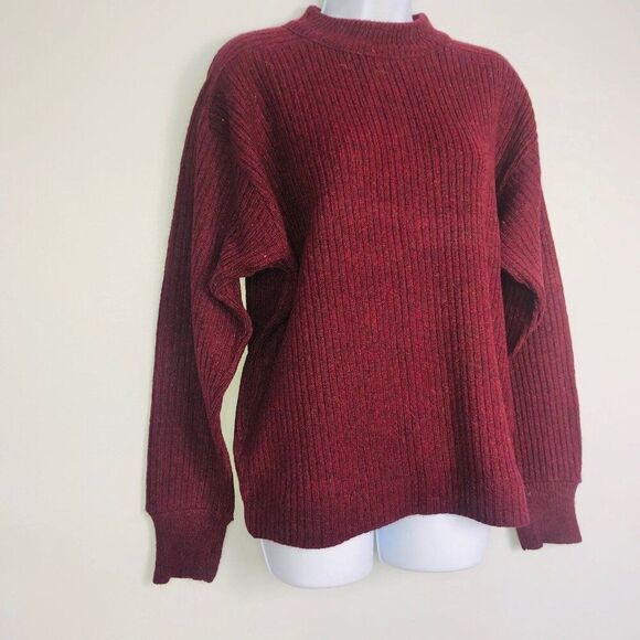 Vintage 60s Pennleigh Mens Sweater L Maroon Red Crew Neck Alpaca Wool - Picture 3 of 6